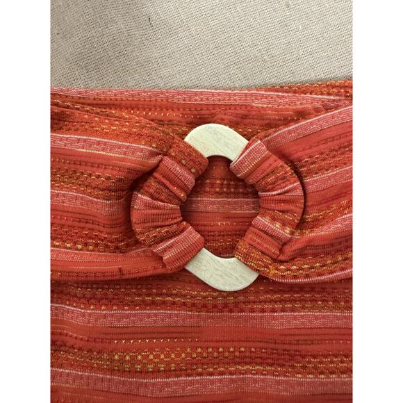 St. John Swim Skirt Womens Small Orange Gold Stripe Ring Made USA Style 1000 - Picture 2 of 9